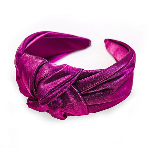 Serre-tête à noeud en tissu lamé Gabriella